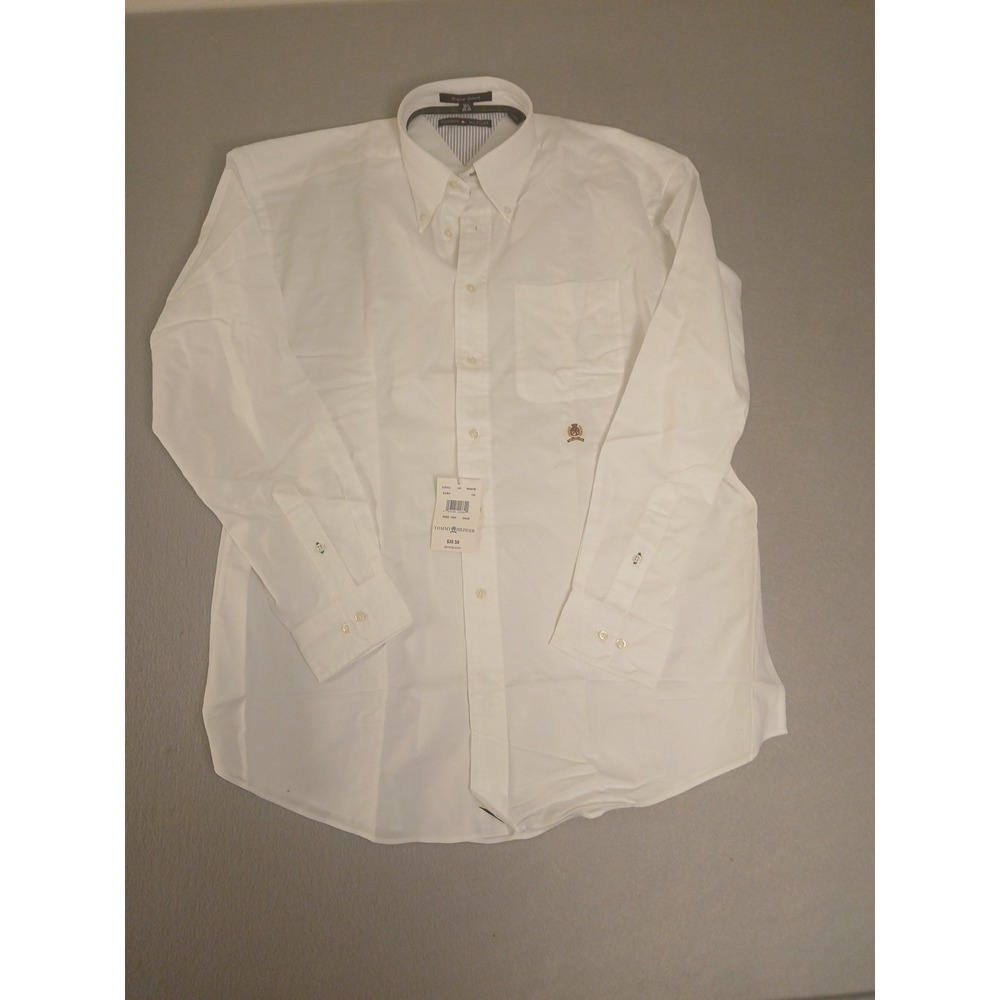 Vintage '90's Tommy Hilfiger White Button Down Shirt Size 16.5-34/35 Lion Crest - Picture 5 of 8